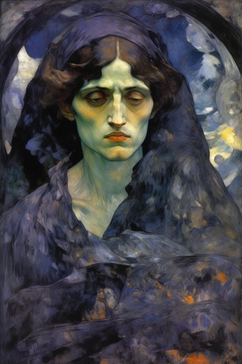 00390-3679563714-_lora_Mikhail Vrubel Style_1_Mikhail Vrubel Style - Create an artwork inspired by the haunting and enigmatic style of Mikhail Vr.png